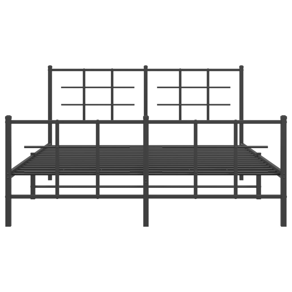 Metal Bed Frame without Mattress with Footboard Black 59.1"x78.7"