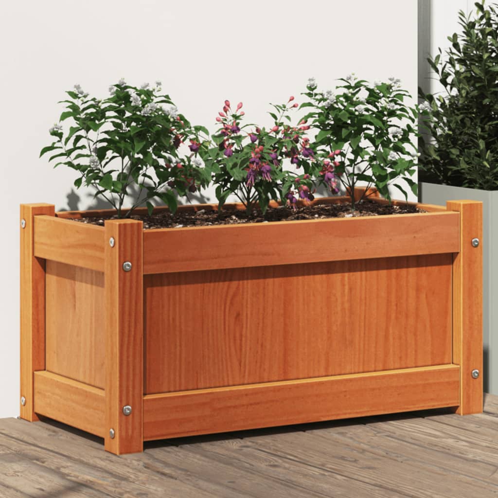 Garden Planter Wax Brown 23.6"x12.2"x12.2" Solid Wood Pine