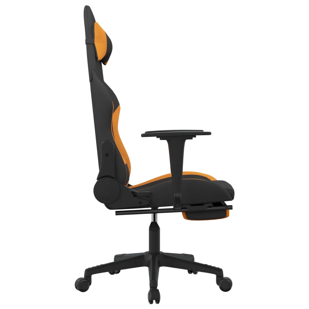 Gaming Chair with Footrest Black and Orange Fabric