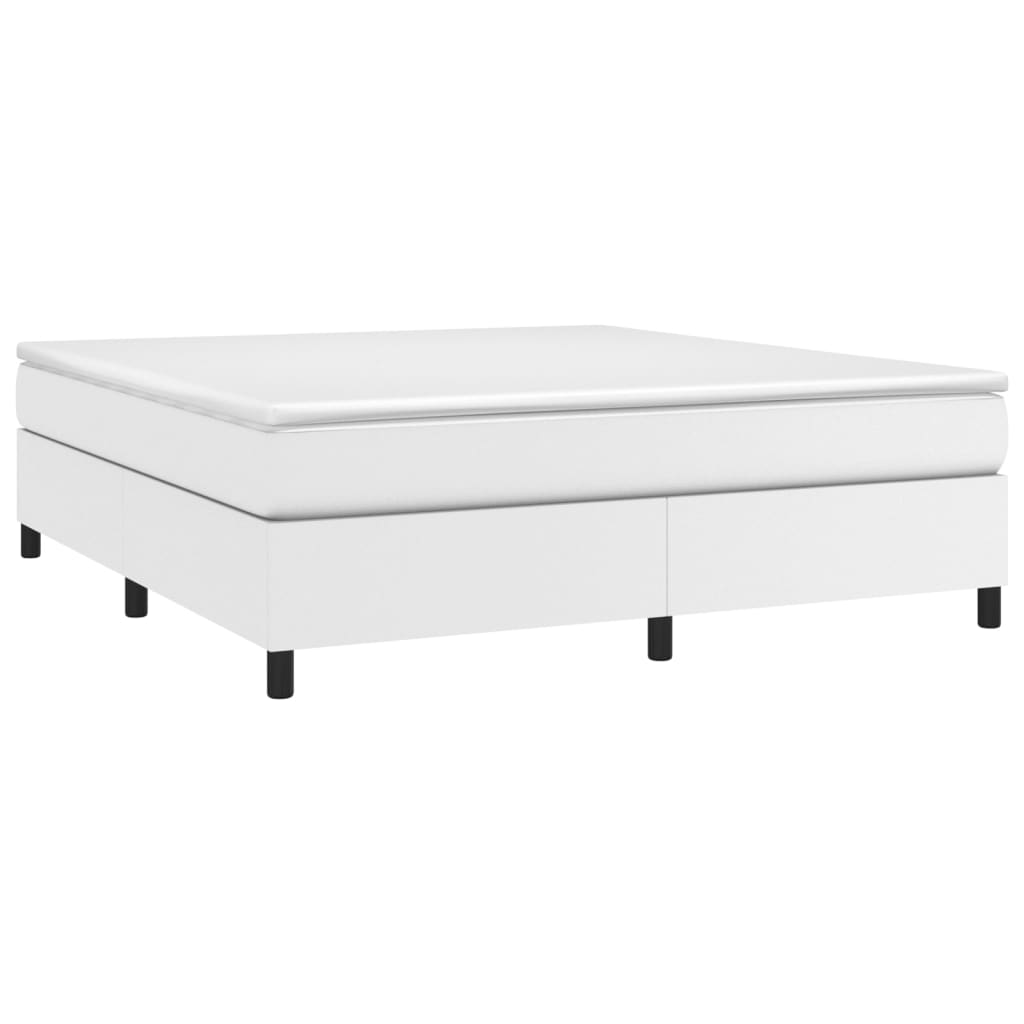 Bed Frame without Mattress White King Faux Leather (US Only)