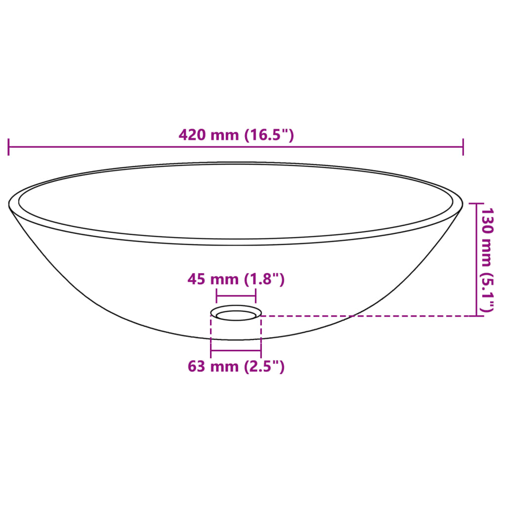 Basin Tempered Glass 16.5" Transparent