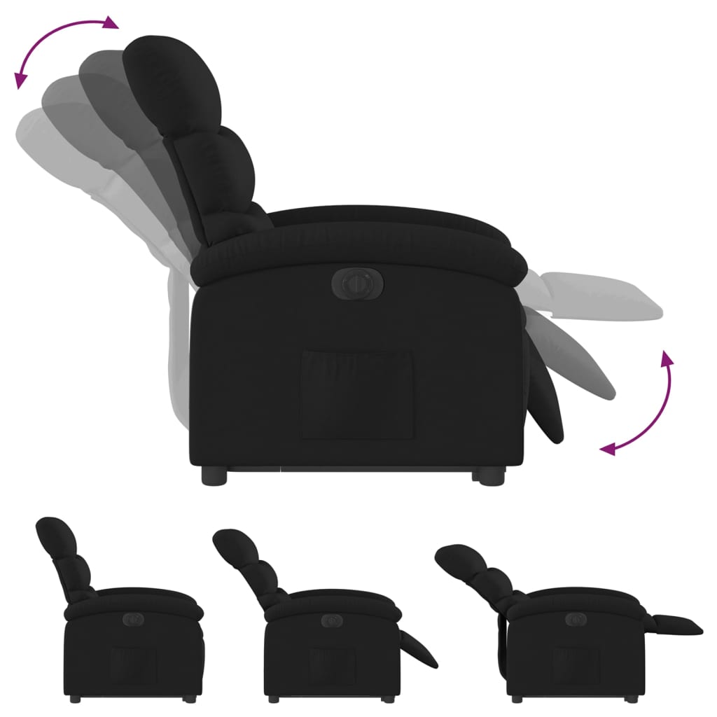 Electric Stand up Recliner Chair Black Fabric