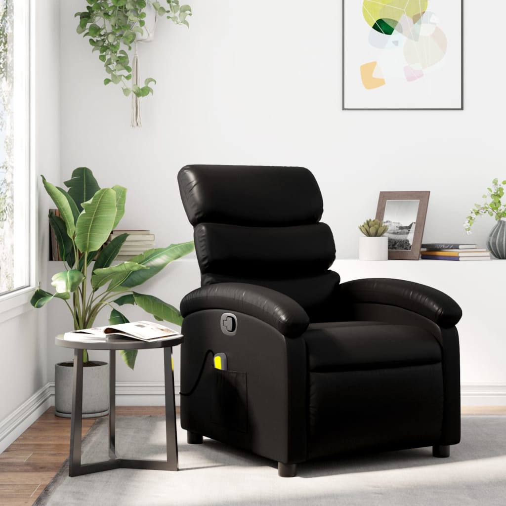 Massage Recliner Chair Black Faux Leather