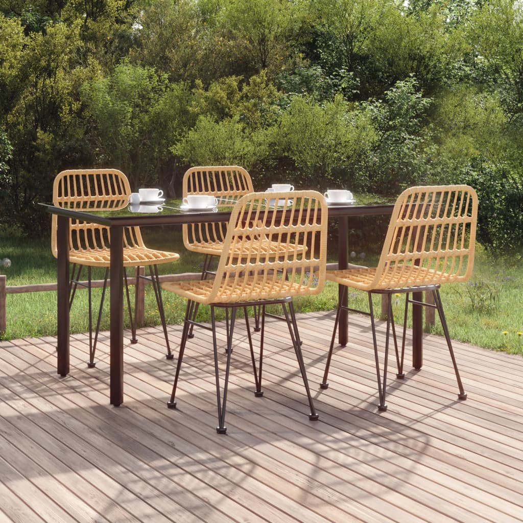 5 Piece Patio Dining Set Poly Rattan