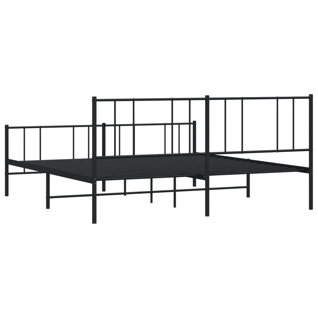 Metal Bed Frame without Mattress with Footboard Black 76"x79.9"