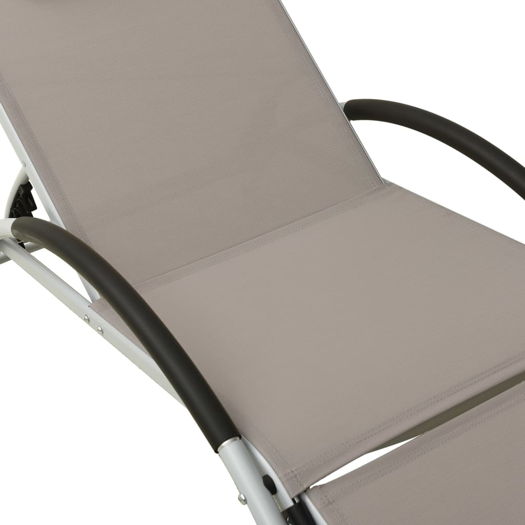 Sun Lounger with Pillow Textilene Taupe