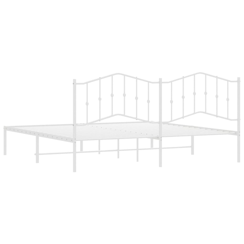 Metal Bed Frame without Mattress with Headboard White 76"x79.9"