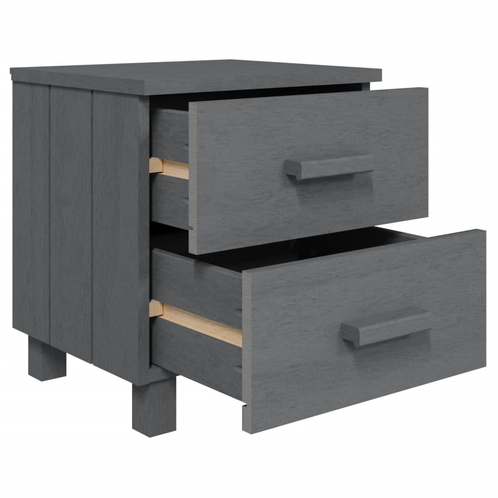 Bedside Cabinets HAMAR 2 pcs Dark Gray 15.7"x13.8"x17.5" Solid Wood