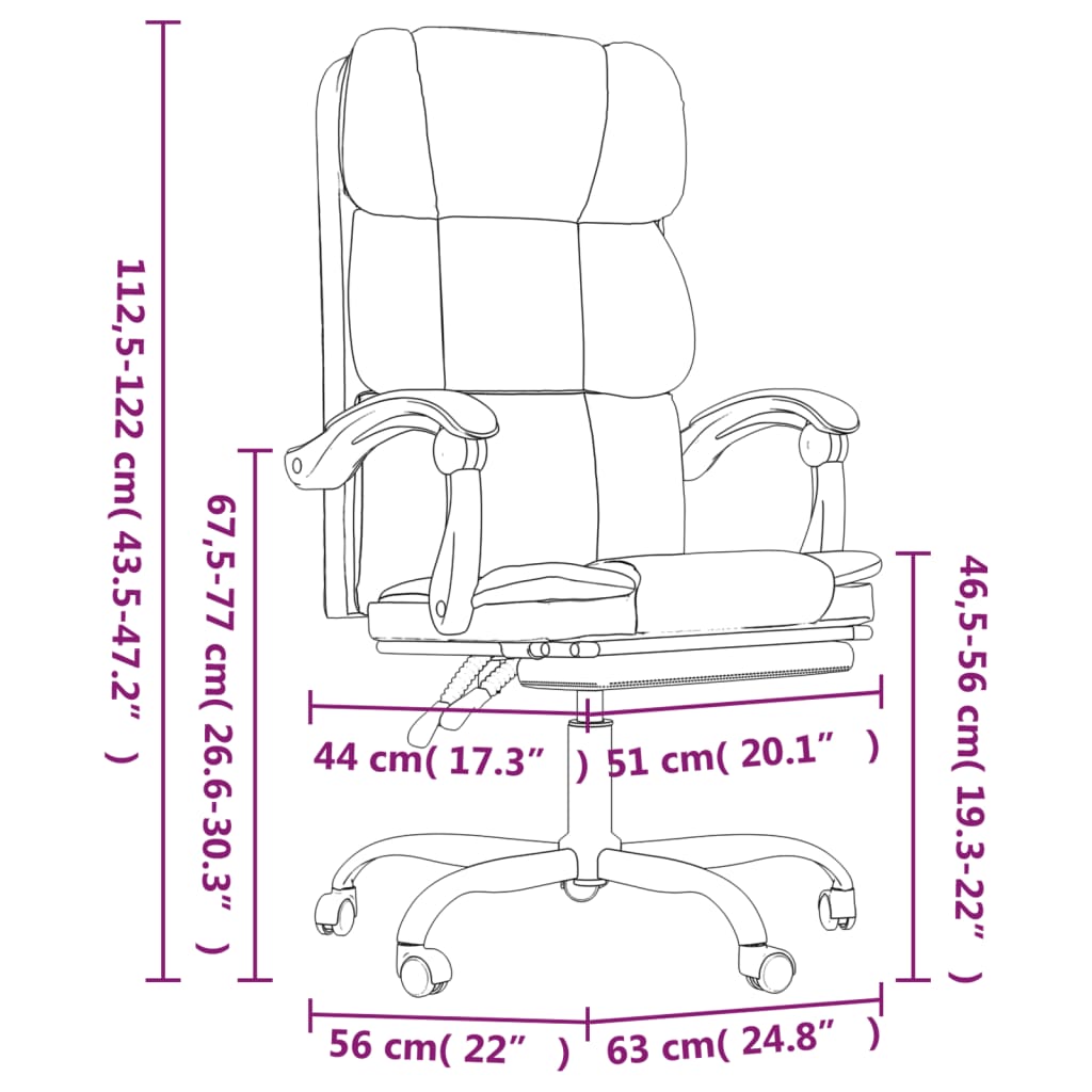 Reclining Office Chair Light Gray Fabric