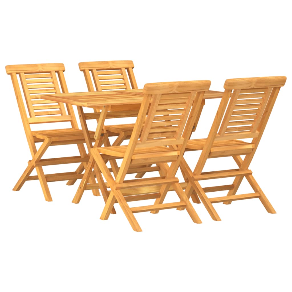 5 Piece Patio Dining Set Solid Wood Teak