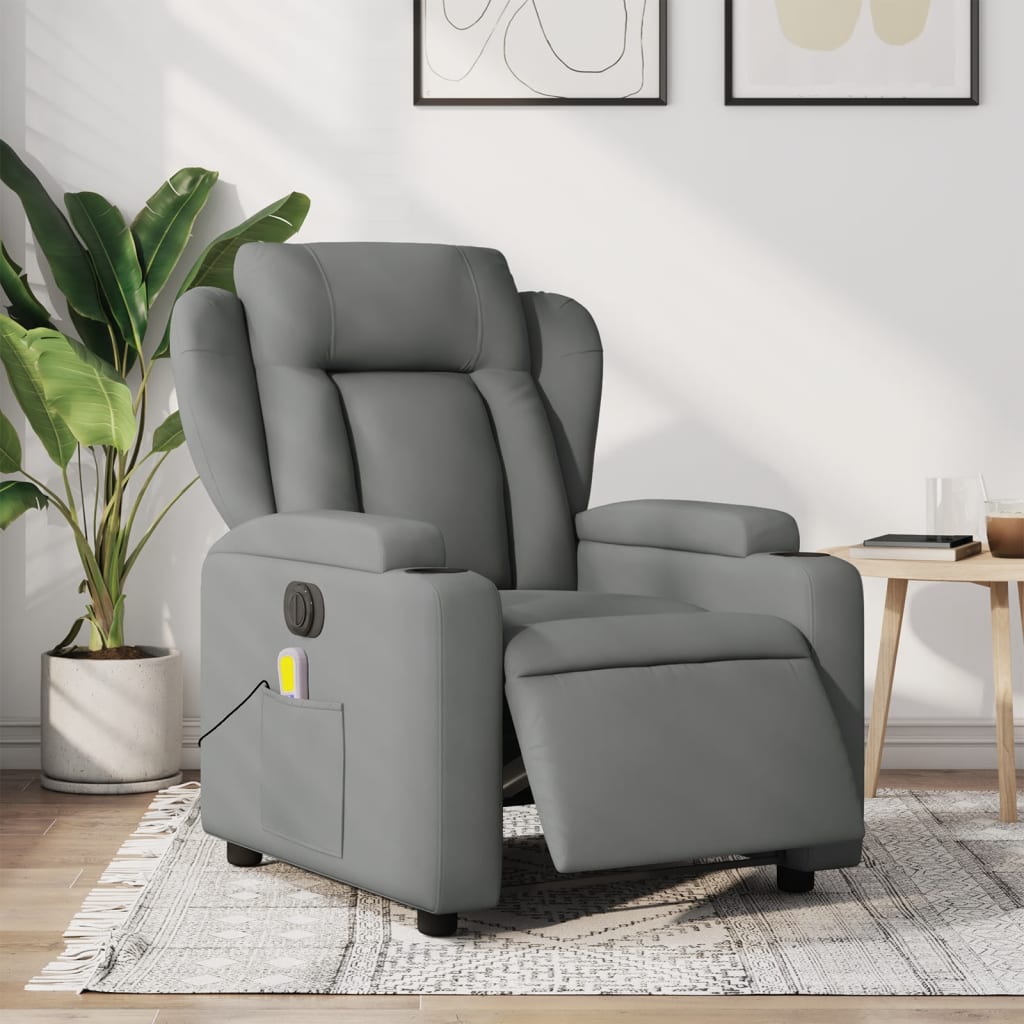 Electric Massage Recliner Chair Dark Gray Fabric