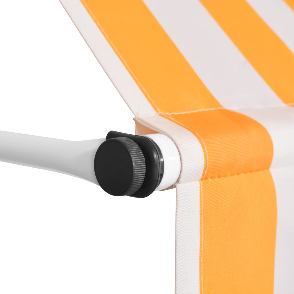 Manual Retractable Awning 59" Orange and White Stripes