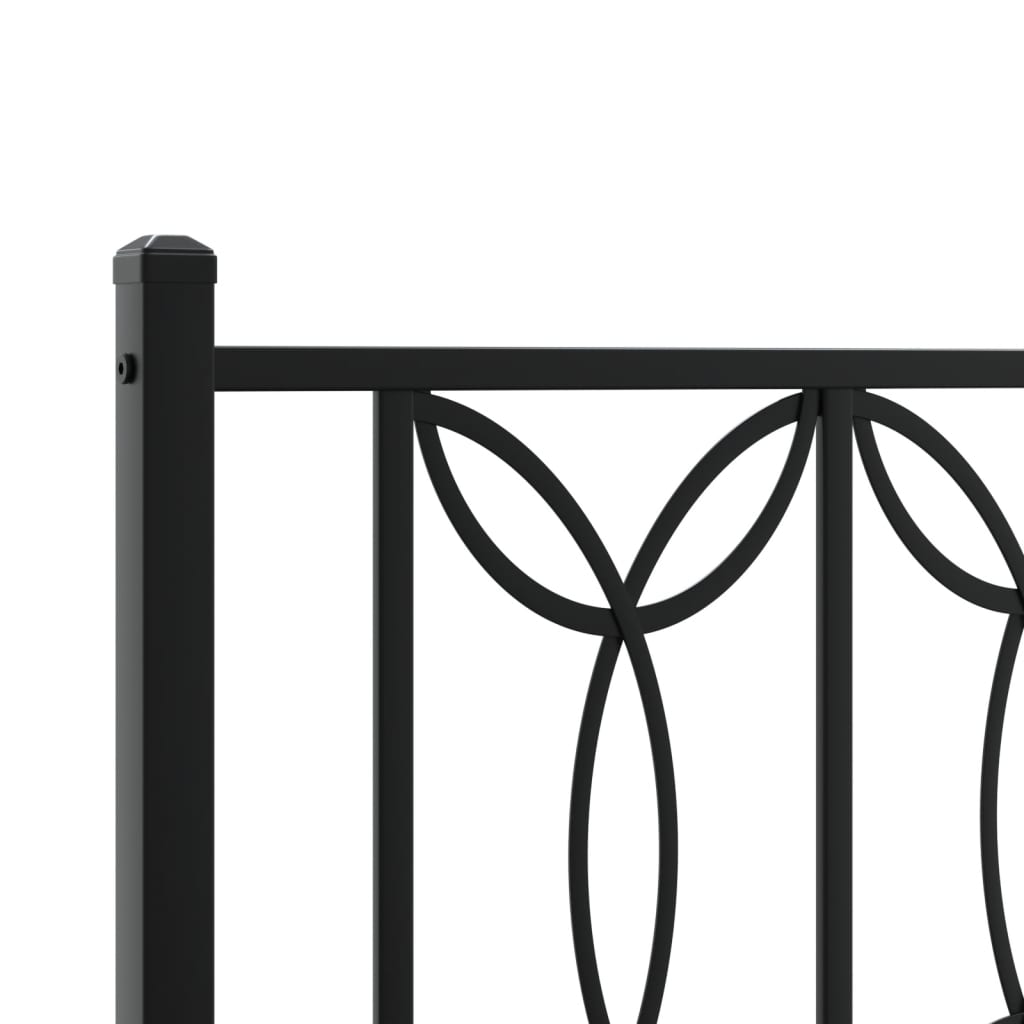 Metal Bed Frame without Mattress with Headboard Black 76"x79.9"