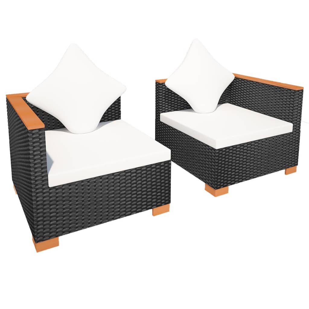 Patio Sofa Poly Rattan Black