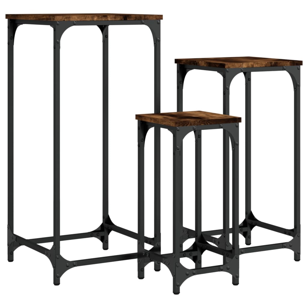 Nesting Side Tables 3 pcs Smoked Oak Engineered Wood