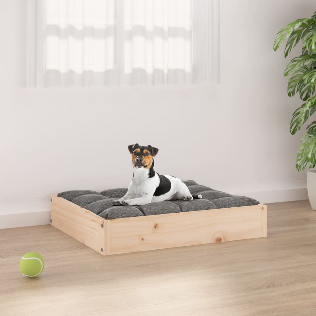 Dog Bed White 20.3"x17.3"x3.5" Solid Wood Pine