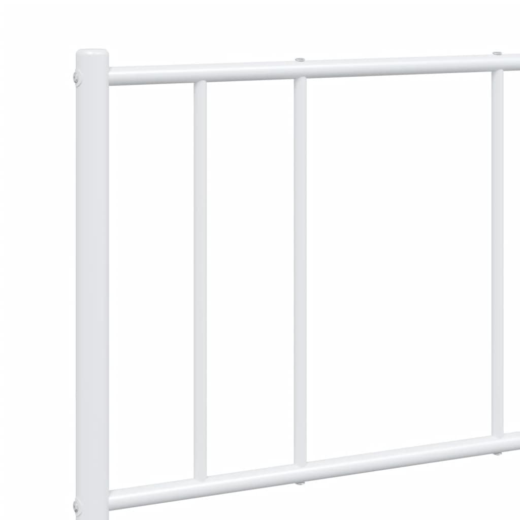 Metal Bed Frame without Mattress with Headboard White 53.1"x74.8"