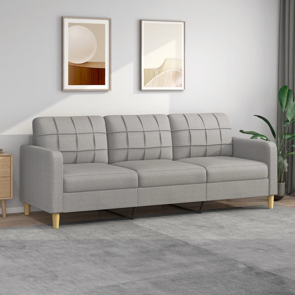 3-Seater Sofa Light Gray 82.7" Fabric