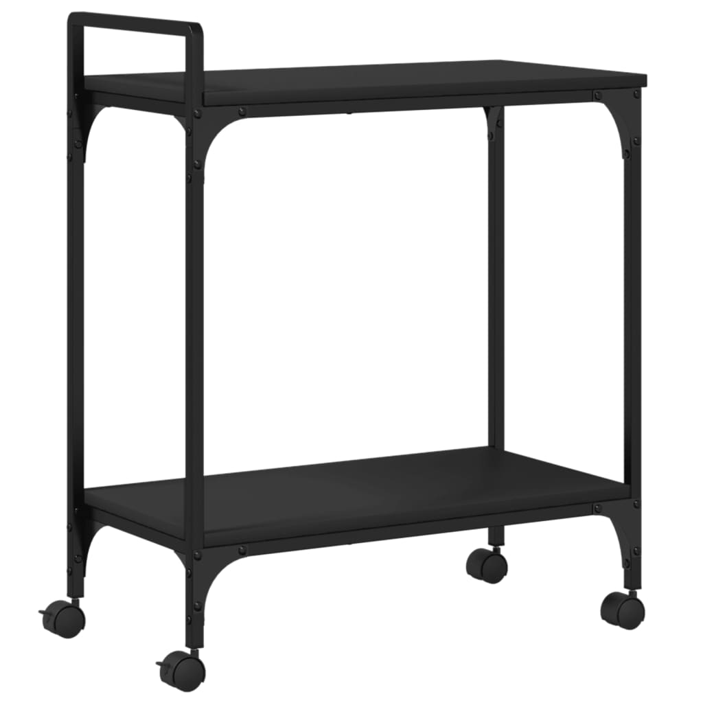 Kitchen Trolley Black 23.8"x12.2"x28.5" Engineered Wood