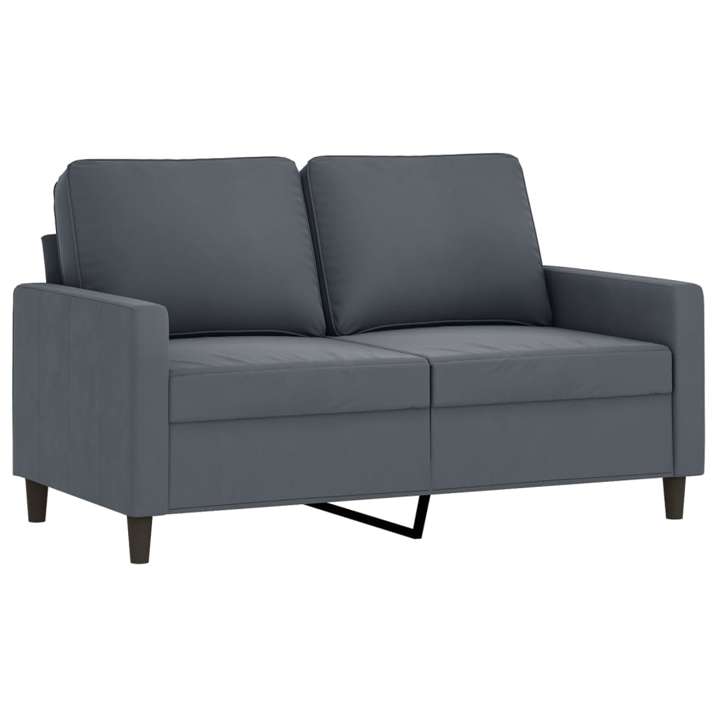 2 Piece Sofa Set with Cushions Dark Gray Velvet