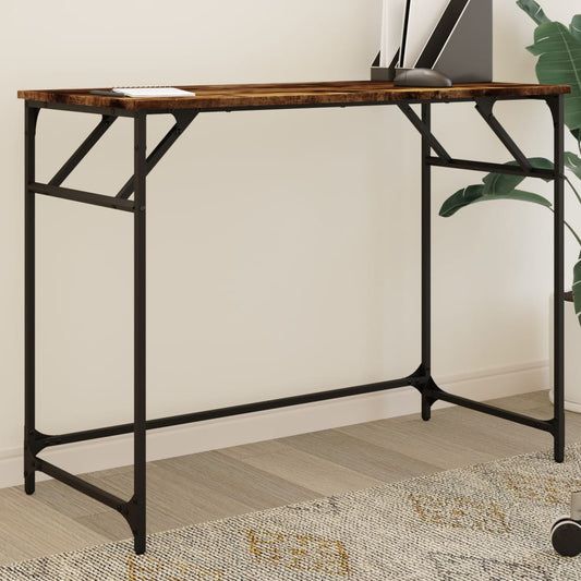 Desk Smoked Oak 39.4"x17.7"x29.9" Engineered Wood and Powder-coated Steel