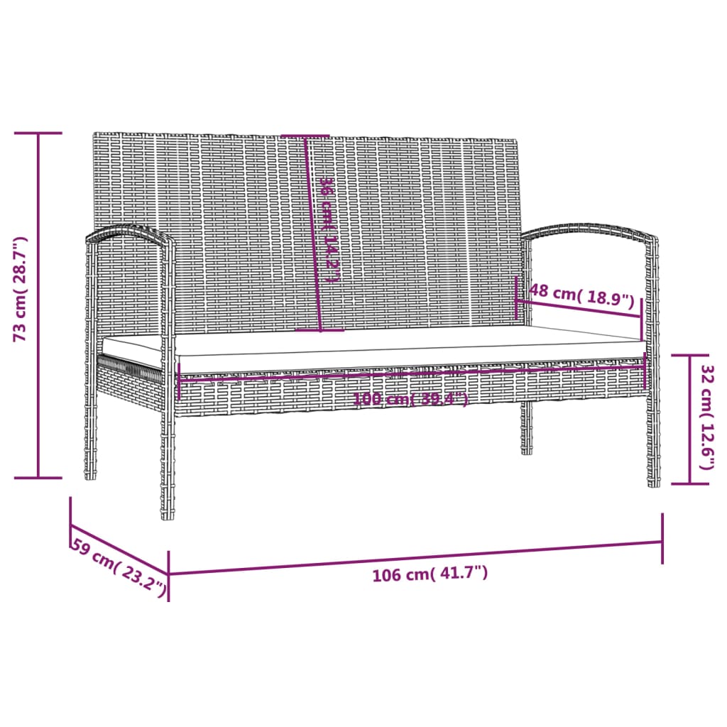 8 Piece Patio Lounge Set with Cushions Poly Rattan Brown