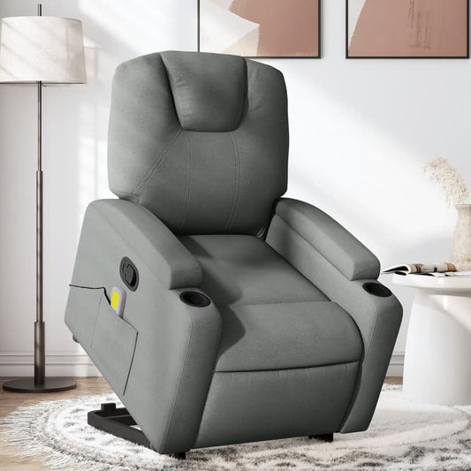 Stand up Massage Recliner Chair Dark Gray Fabric