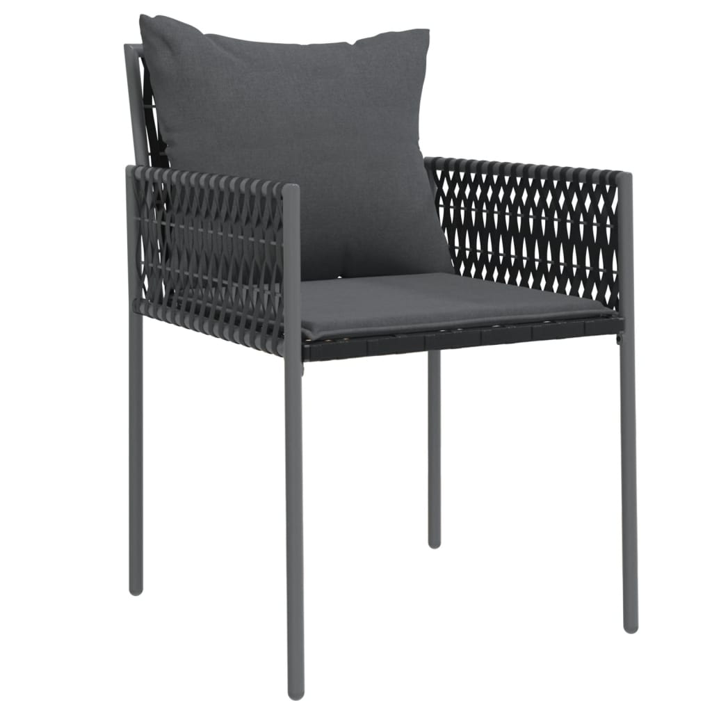 Patio Chairs with Cushions 6 pcs Black 21.3"x24"x32.7" Poly Rattan