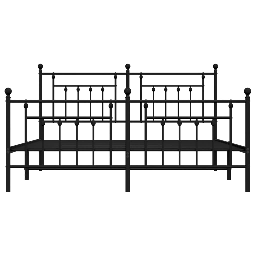 Metal Bed Frame without Mattress with Footboard Black 72"x83.9"