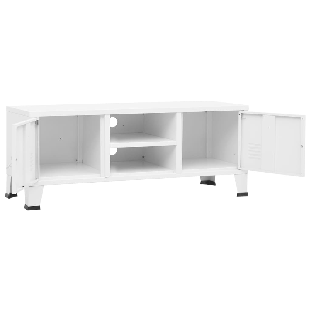 Industrial TV Stand White 41.3"x13.8"x16.5" Metal