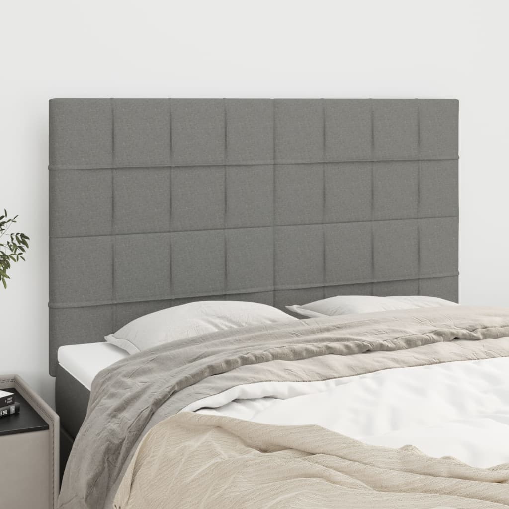 Headboards 4 pcs Dark Gray 28.3"x2"x30.7"/34.6" Fabric