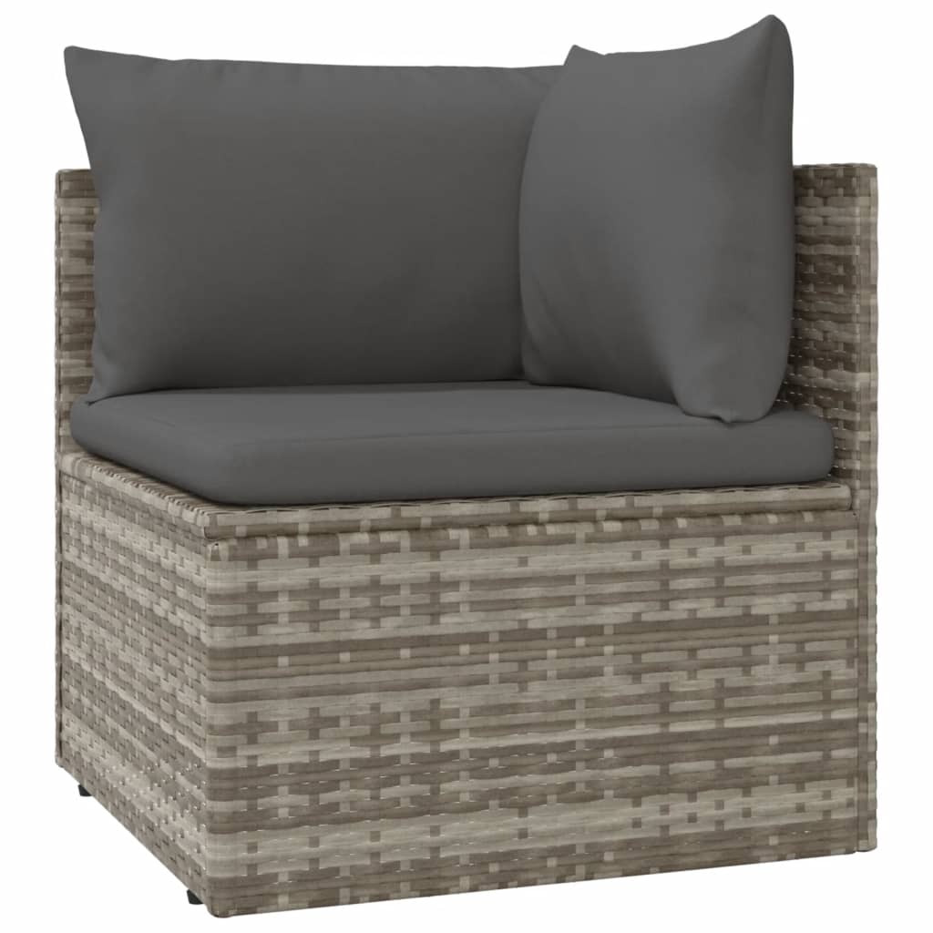 4 Piece Patio Lounge Set with Cushions Gray Poly Rattan