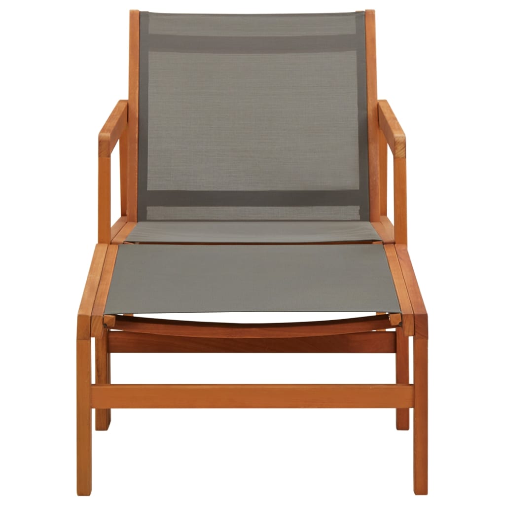 Patio Chair with Footrest Solid Eucalyptus Wood&Textilene