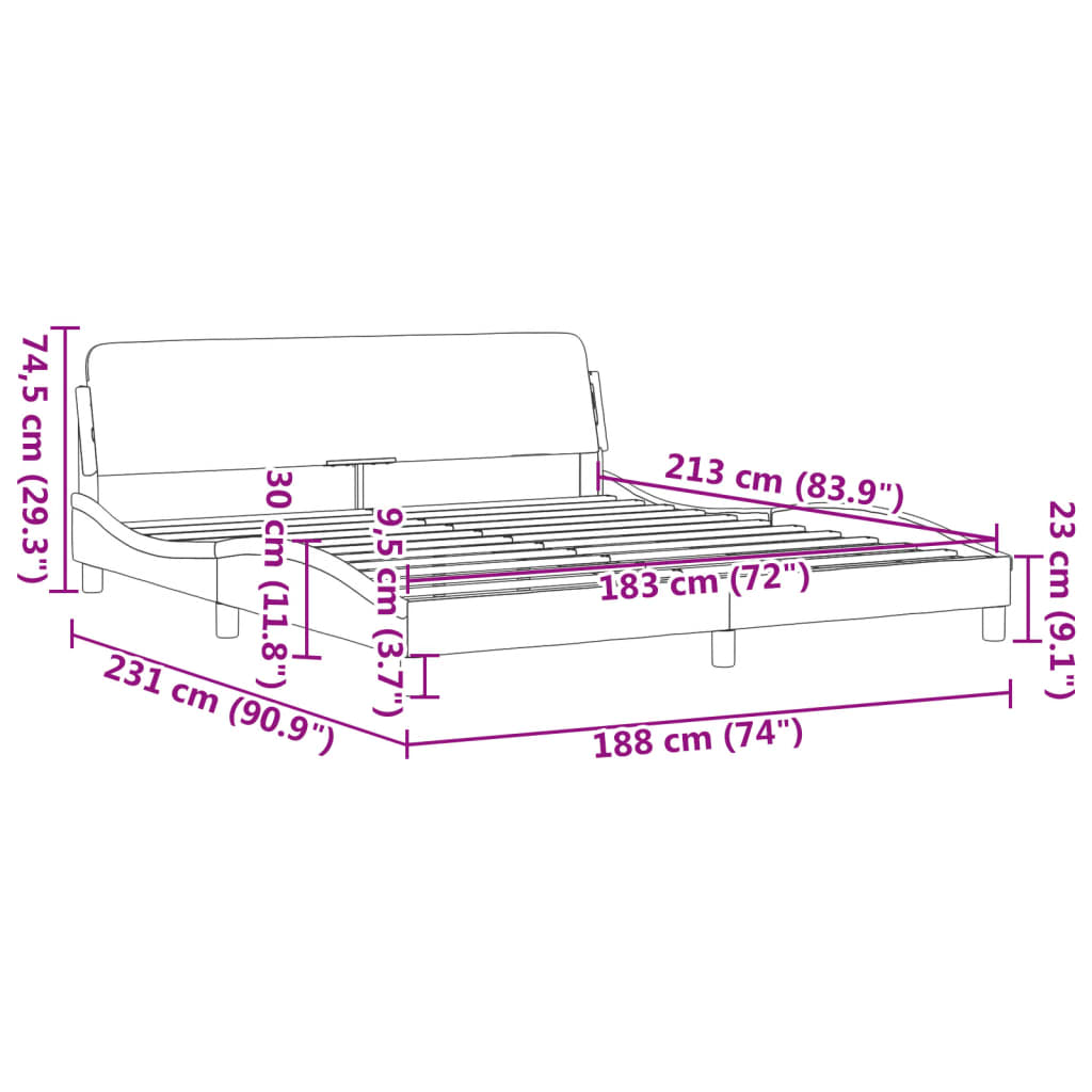 Bed Frame with Headboard Black 72"x83.9" California King Faux Leather