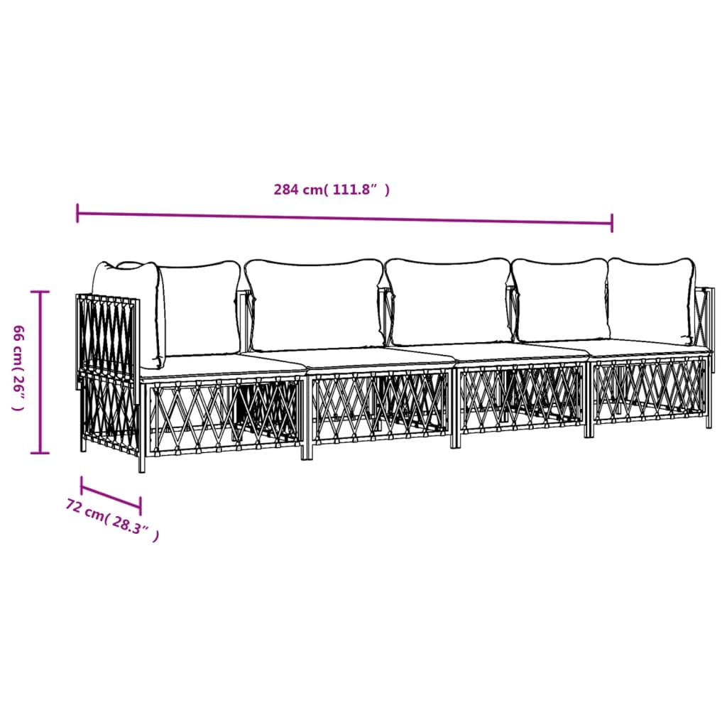 4 Piece Patio Lounge Set with Cushions Anthracite Steel