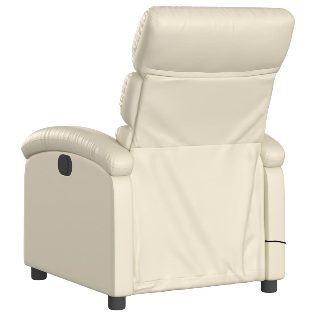 Massage Recliner Chair Cream Faux Leather