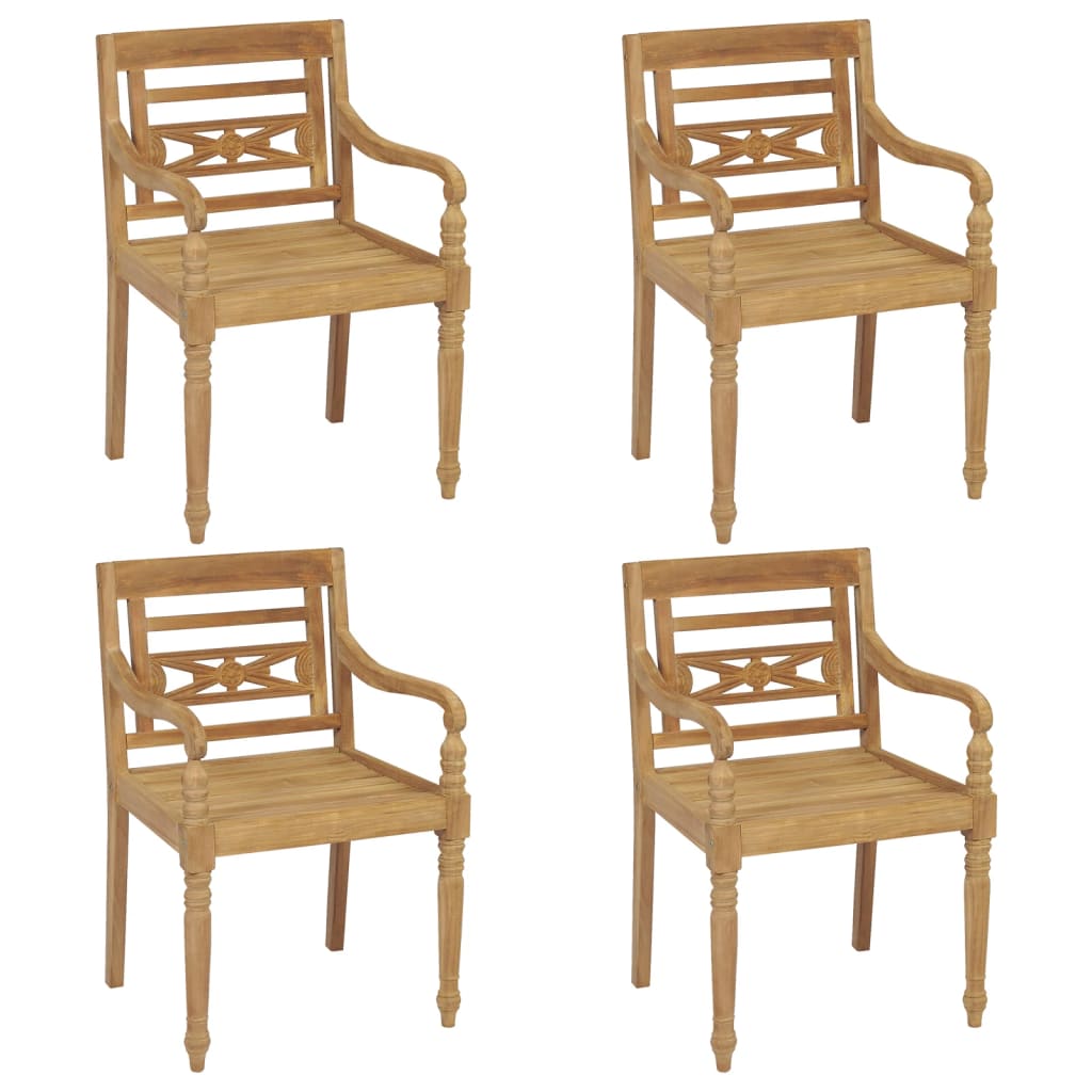 Batavia Chairs with Cushions 4 pcs Solid Teak Wood