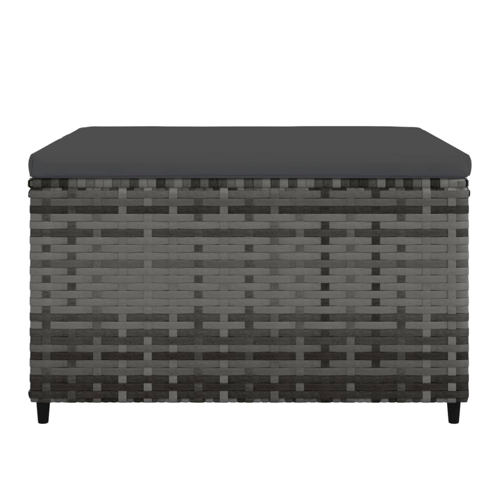 Patio Footrest with Cushion Gray Poly Rattan