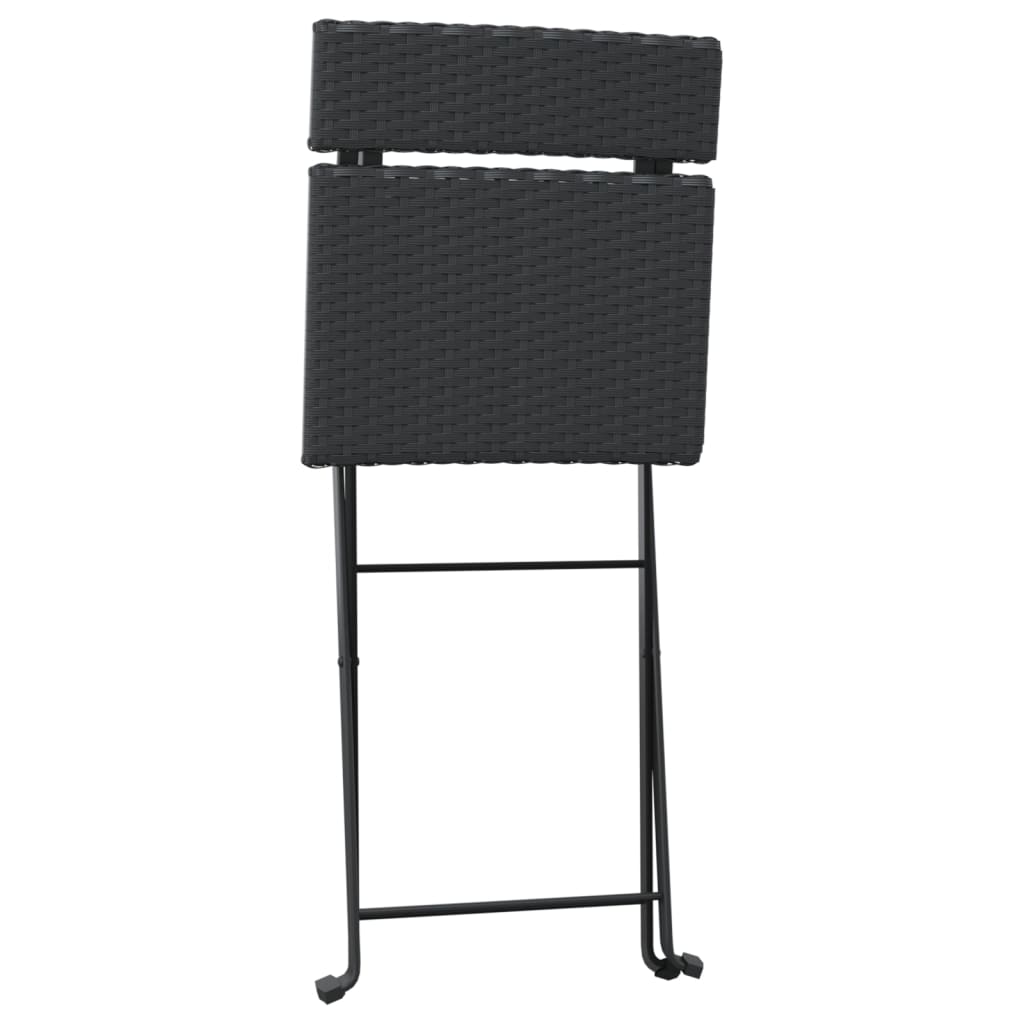 Folding Bistro Chairs 4 pcs Black Poly Rattan and Steel