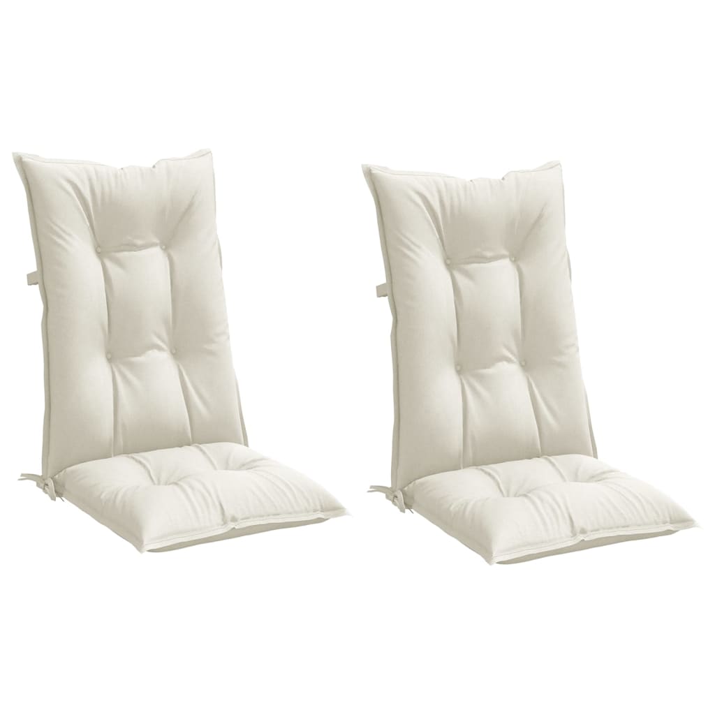 Highback Chair Cushions 2 pcs Melange Cream 47.2"x19.7"x2.8" Fabric