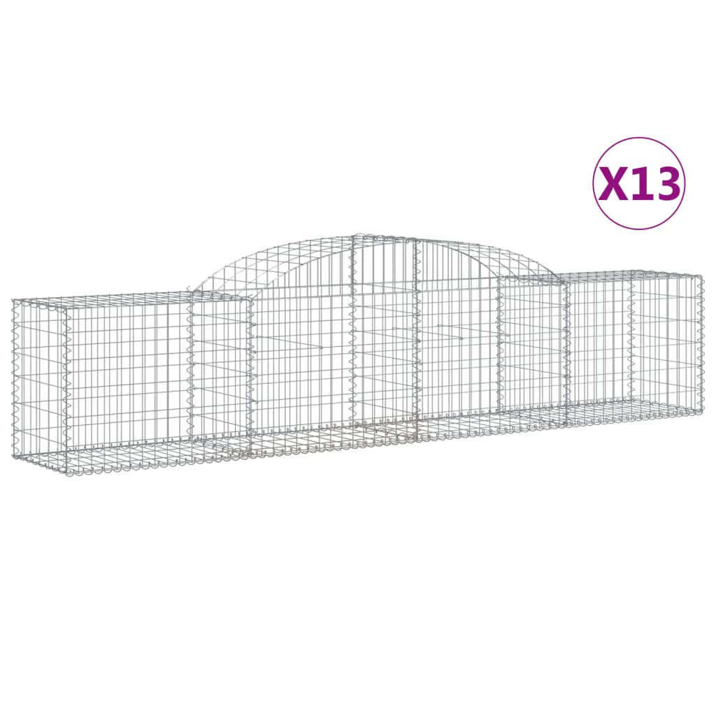 Arched Gabion Baskets 13 pcs 118.1"x19.7"x23.6"/31.5" Galvanized Iron