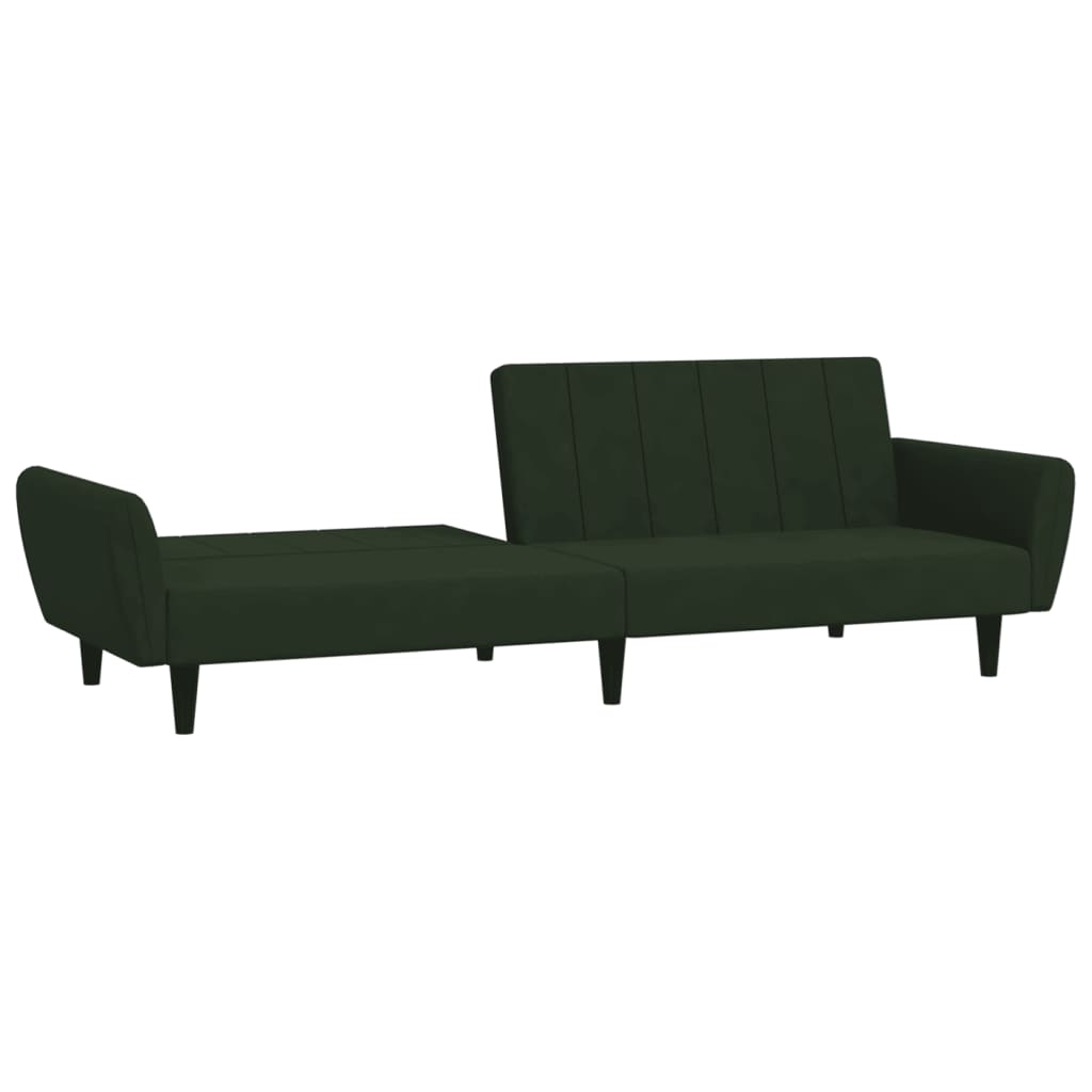 2-Seater Sofa Bed Dark Green Velvet