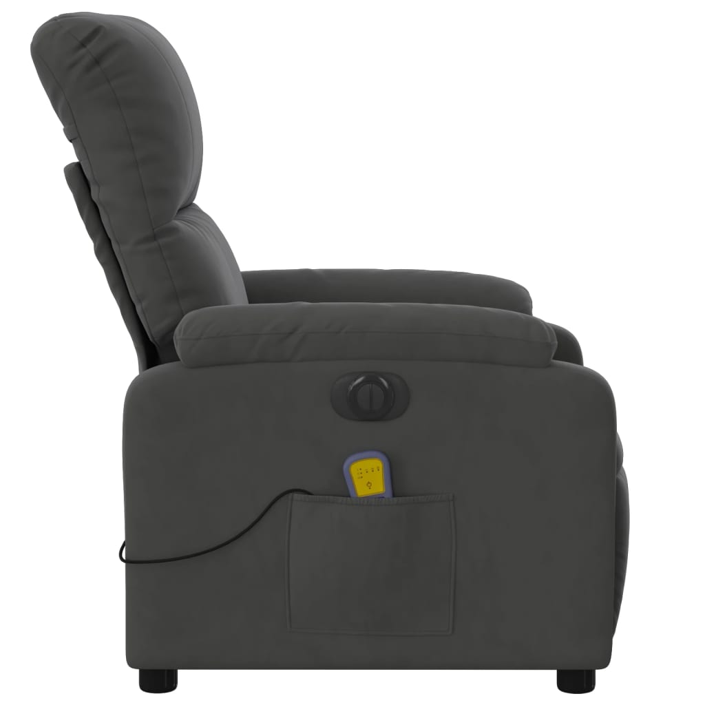 Electric Massage Recliner Chair Dark Gray Microfiber Fabric