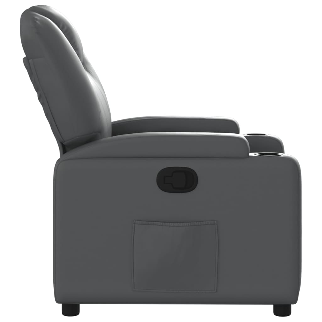 Recliner Chair Gray Faux Leather