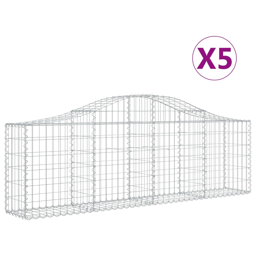 Arched Gabion Baskets 5 pcs 78.7"x11.8"x23.6"/31.5" Galvanized Iron