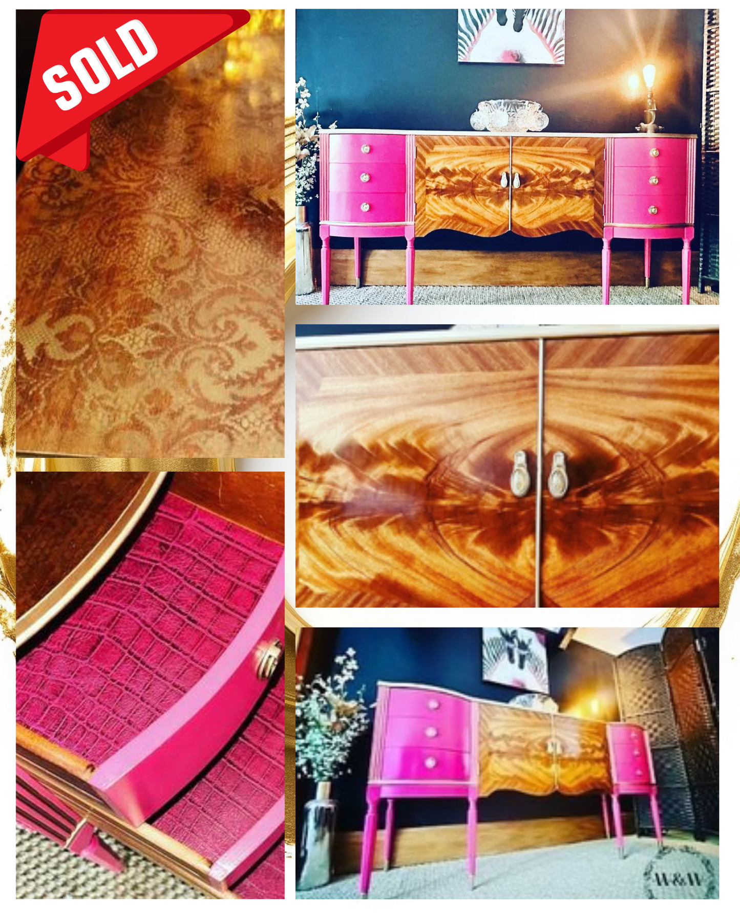 stunning-regency-sideboard-finished-in-frenchic-pink-with-gold-detail-sold At Willow and Wine USA!