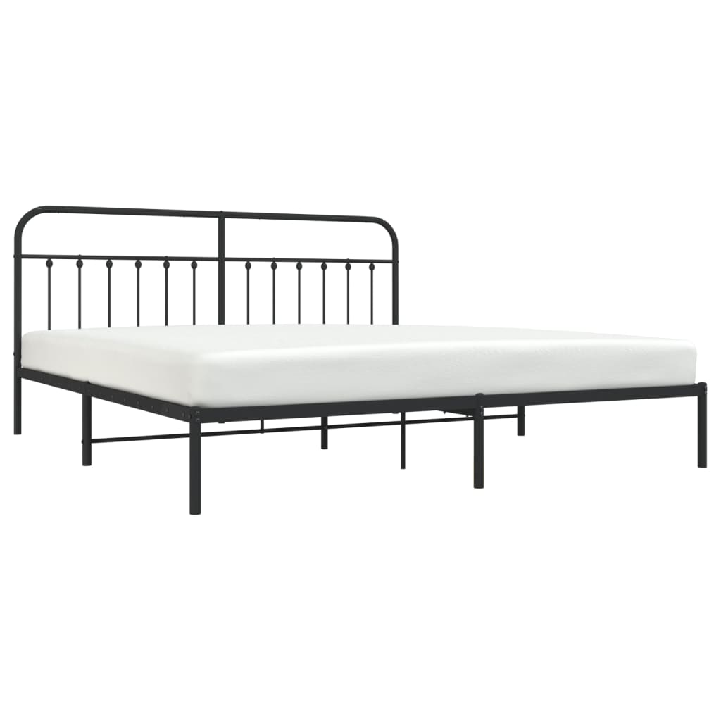 Metal Bed Frame without Mattress with Headboard Black 76"x79.9"