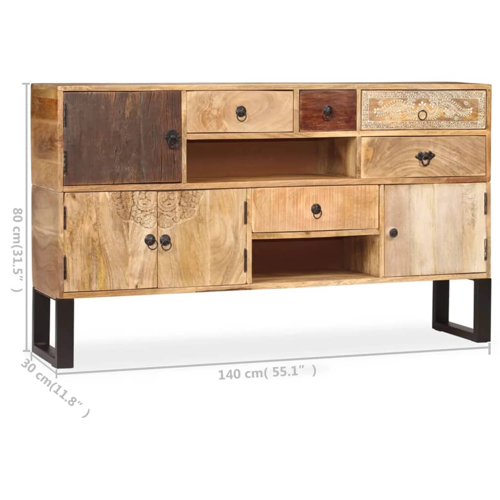 Sideboard Solid Mango Wood 55.1"x11.8"x31.5"