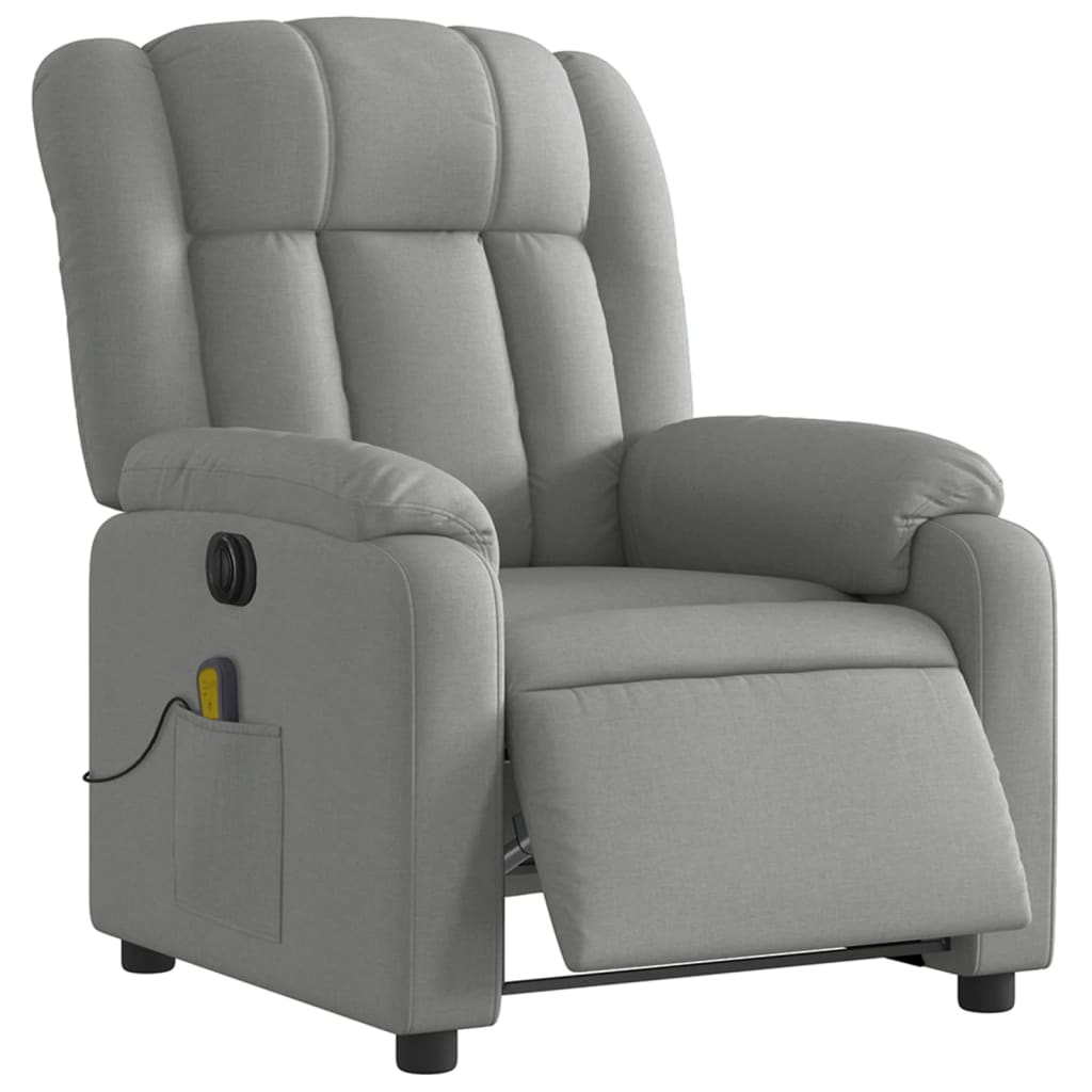 Electric Massage Recliner Chair Light Gray Fabric