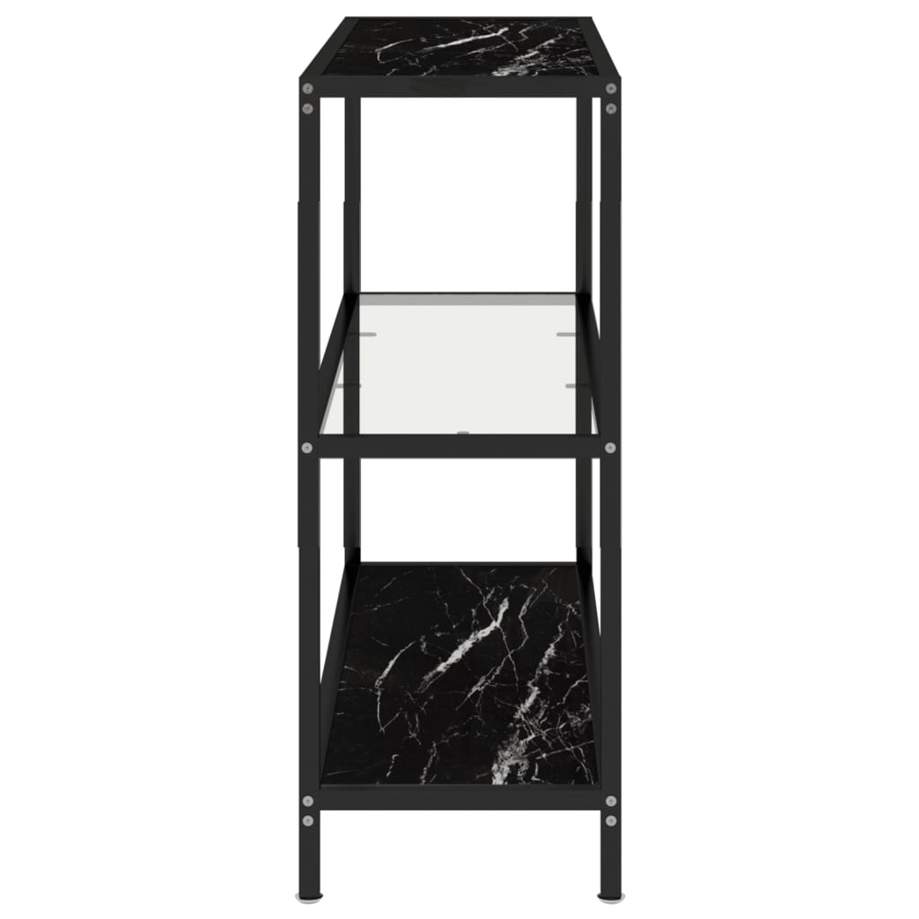 Shelf Transparent and Black Marble 39.4"x14.2"x35.4" Tempered Glass